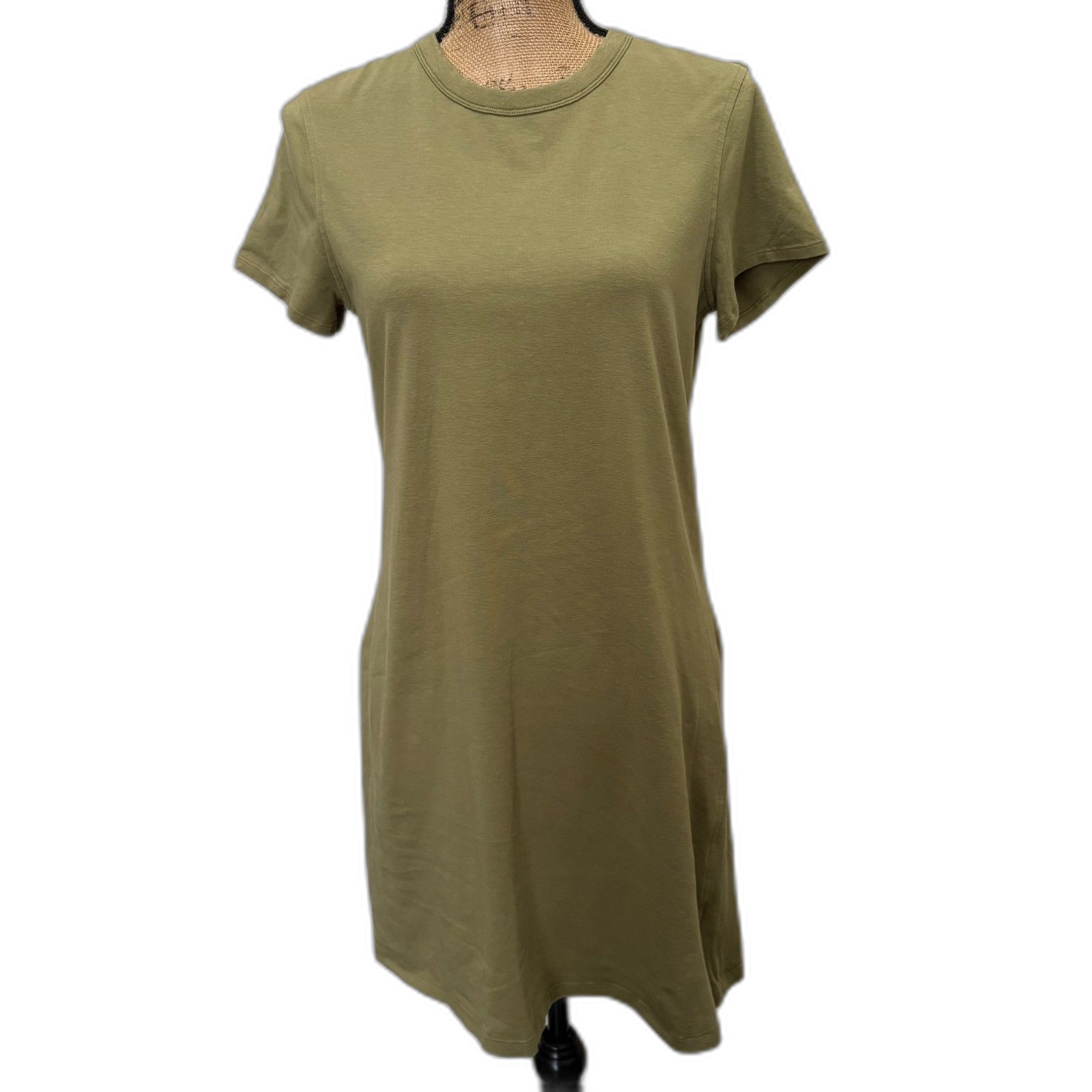 Lululemon All Yours T-Shirt Dress Solid Olive Green Athleisure Minimalist Size 6